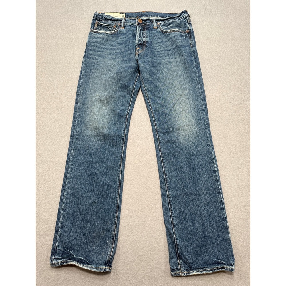 Abercrombie & Fitch Jeans Men's 31x30 Blue Med Wash Button Fly Whiskered Y2K
